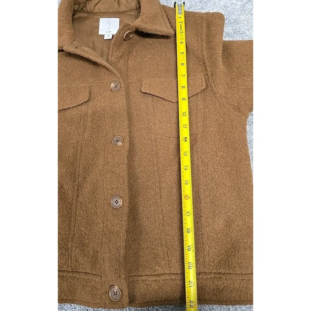 Joie‎ Cropped Button Down Long Sleeve Teddy Jacket Shacket Brown Women's Size S